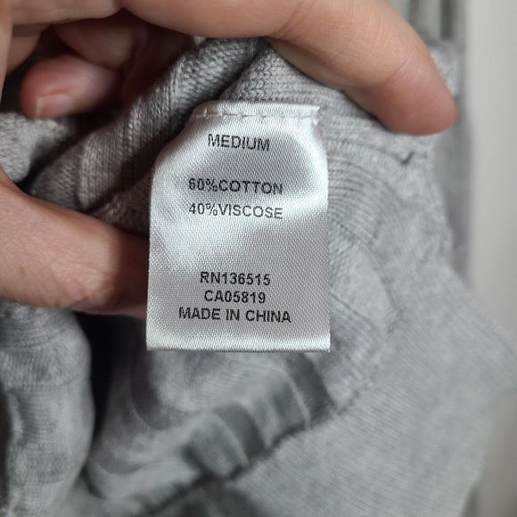 Harper Lane Grey Fringe Lightweight Cotton Blend Sweater Womens Medium - Picture 5 of 6